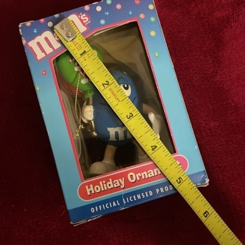 Vintage M&M's Holiday Ornaments Blue and Orange Characters Set of 2 in Box - Picture 11 of 11